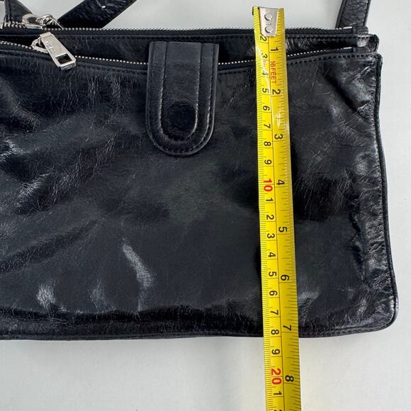HTF  HOBO International Black Glazed Leather Crossbody Bag 9 x 7 - Picture 5 of 6